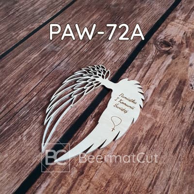 Skrzydła anioła wycinane laserowo ze sklejki, pamiątka I Komunii Świętej.