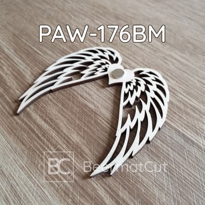 Skrzydła anioła wycinane laserowo ze sklejki z magnesem do dekoracji i rękodzieła.