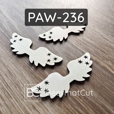 Skrzydła anioła ze sklejki wycinane laserowo, do makramy, z motywem gwiazd.