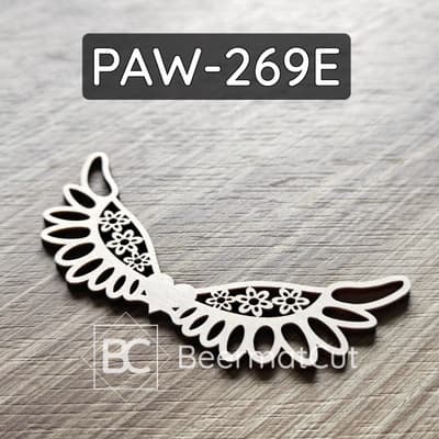 Skrzydło anioła ze sklejki, wycinane laserowo, do makramy i dekoracji z motywem kwiatowym.