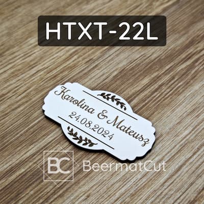 Tabliczka laserowana z HDF, personalizowana na ślub z imionami i datą.