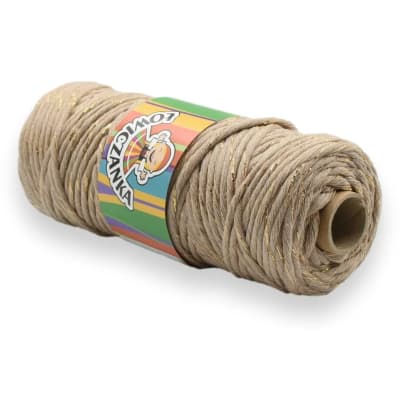 Šňůra kroucená bavlněná se zlatou nití na macramé a ruční práce.