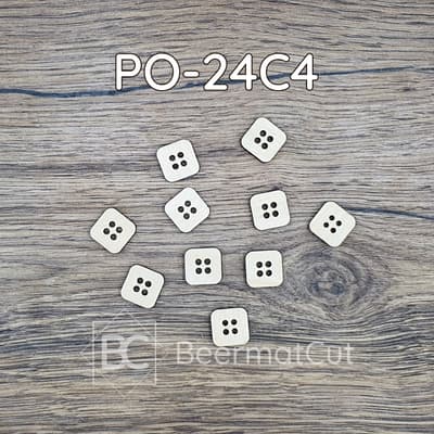 Zestaw guzików drewnianych, wycinanych laserowo, do rękodzieła i dekoracji.