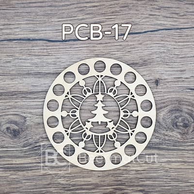 Baza do koszyka ze sklejki wycinana laserowo, wzór świąteczny z choinką.