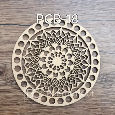 Baza do koszyka ze sklejki wycinanej laserowo, wzór mandala, do rękodzieła i dekoracji.
