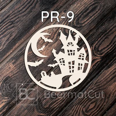 Obręcz do makramy wycinana laserowo ze sklejki, motyw Halloween.