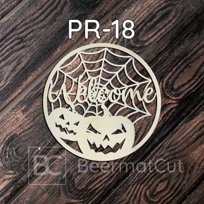 Halloweenowa obręcz do makramy, laserowana ze sklejki, z dyniami i pajęczyną do rękodzieła.
