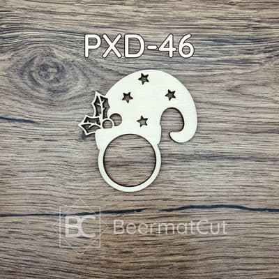 Baza makramowa, drewno laserowane, motyw czapki elfa na świąteczne rękodzieło.