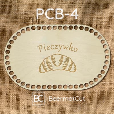 Baza do koszyka na pieczywo, sklejka laserowana, z grawerem rogalika.