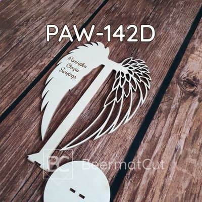 Skrzydło anioła ze sklejki wycinanej laserowo, pamiątka Chrztu Świętego.