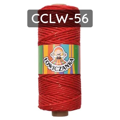 Filo per macramè cotone ritorto rosso con filo dorato per artigianato e decorazioni.
