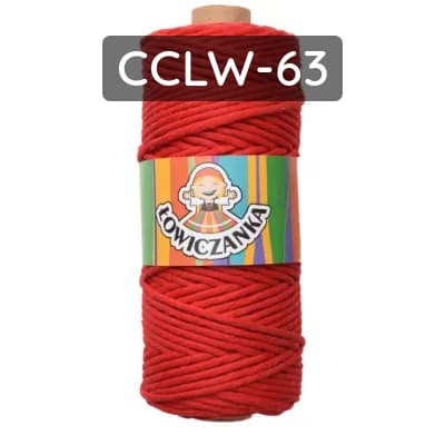 Corda di cotone ritorta, rossa, per macramè e artigianato.