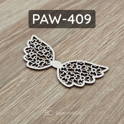 Skrzydła anioła ze sklejki, wycinane laserowo, do makramy z motywem kwiatowym.