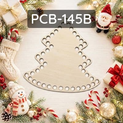 Base per cestino macramè in compensato tagliato al laser a forma di albero di Natale, per artigianato festivo.