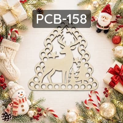 Base per macramè in compensato tagliato al laser, motivo albero di Natale con renna.