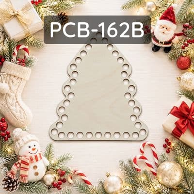 Base per cesto/macramè in compensato tagliato al laser a forma di albero di Natale.