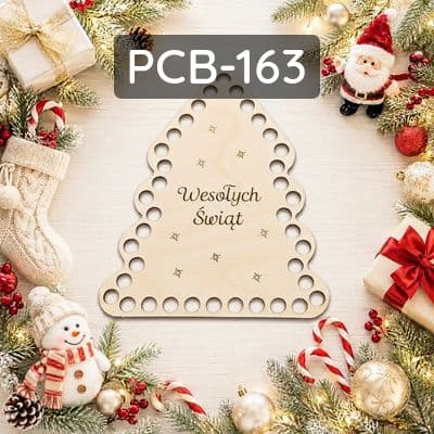 Base per macramè/cestino, compensato tagliato al laser, motivo albero di Natale con scritta Buon Natale.