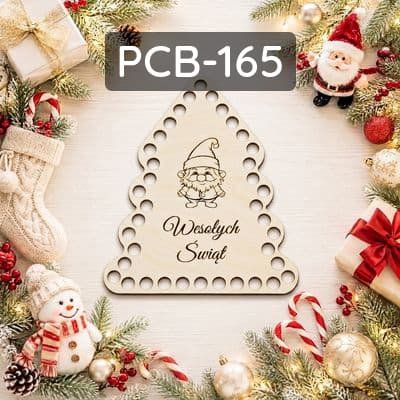Base per macramè in compensato tagliato al laser, albero di Natale con Babbo Natale.