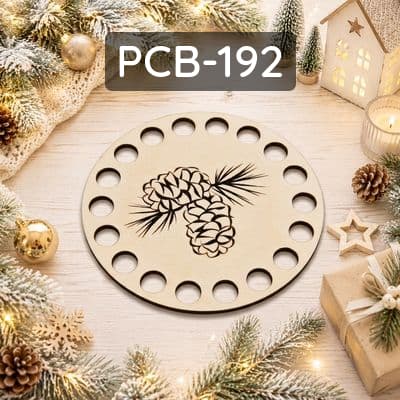 Base per macramè/cestino, compensato tagliato al laser, motivo pigne, per artigianato e decorazioni.