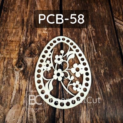 Baza do makramy jajko z kwiatami, sklejka wycinana laserowo, do dekoracji i rękodzieła.