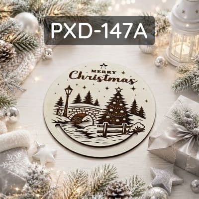 Baza do makramy wycinana laserowo ze sklejki z motywem świątecznym i napisem Merry Christmas.